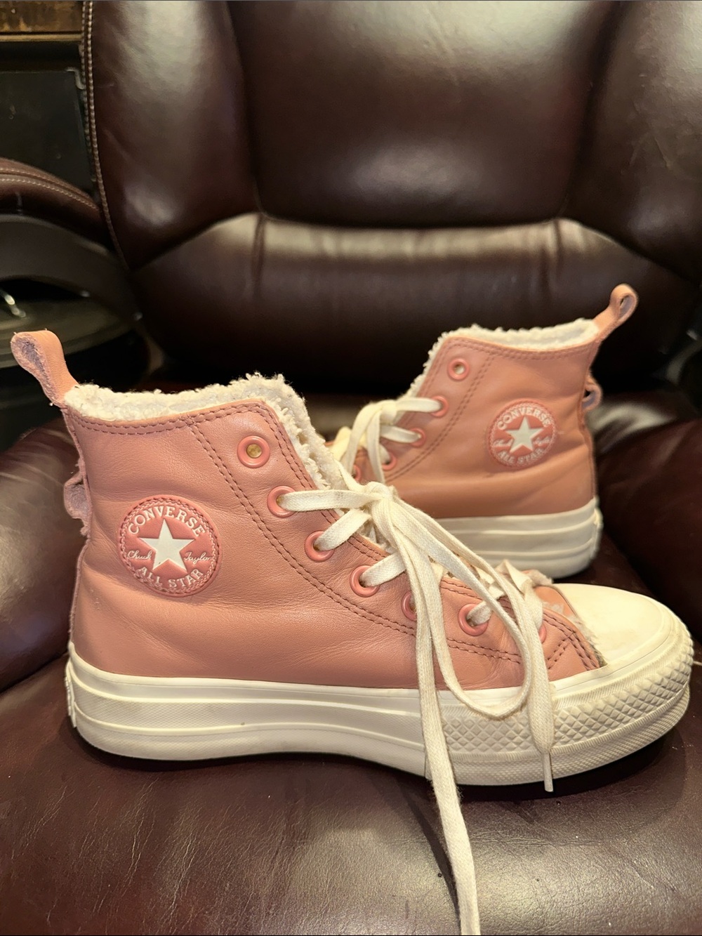 Converse Chuck Taylor All Star Lift Hi Lined Leather Platform Shoes